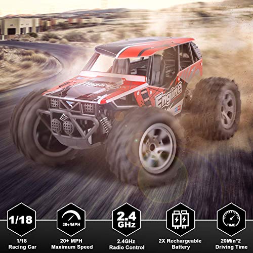 Remote Control Car, TREYWELL RC Cars Remote Control Truck, 2.4GHZ 1:18 Fast Racing Monster Car, Off Road Radio rc Cars for Boys with 4 Batteries for Kids Teens Adults Toys for 4,5,6,7,8,9,10 Years Old