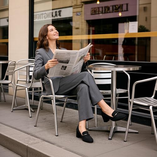 Image of Eldof Women's Pumps Block Heel Round Toe Slip On Chunky Loafer Heel Dress Shoes Pumps for Women 2.5 Inches