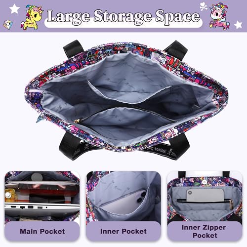 Image of tokidoki Large Tote Bag with Unicorno Keychain Laptop Travel Bag Shoulder Work Tote Weekender Bag Handbag for Women