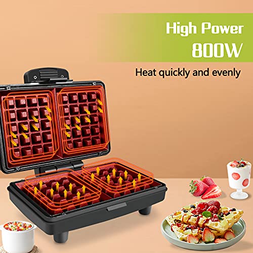 Gotoll Waffeleisen Belgische Waffel, 800W Waffelmaker mit Antihaftbeschichtung, Thermostat und Signalleuchten… – Bild 5