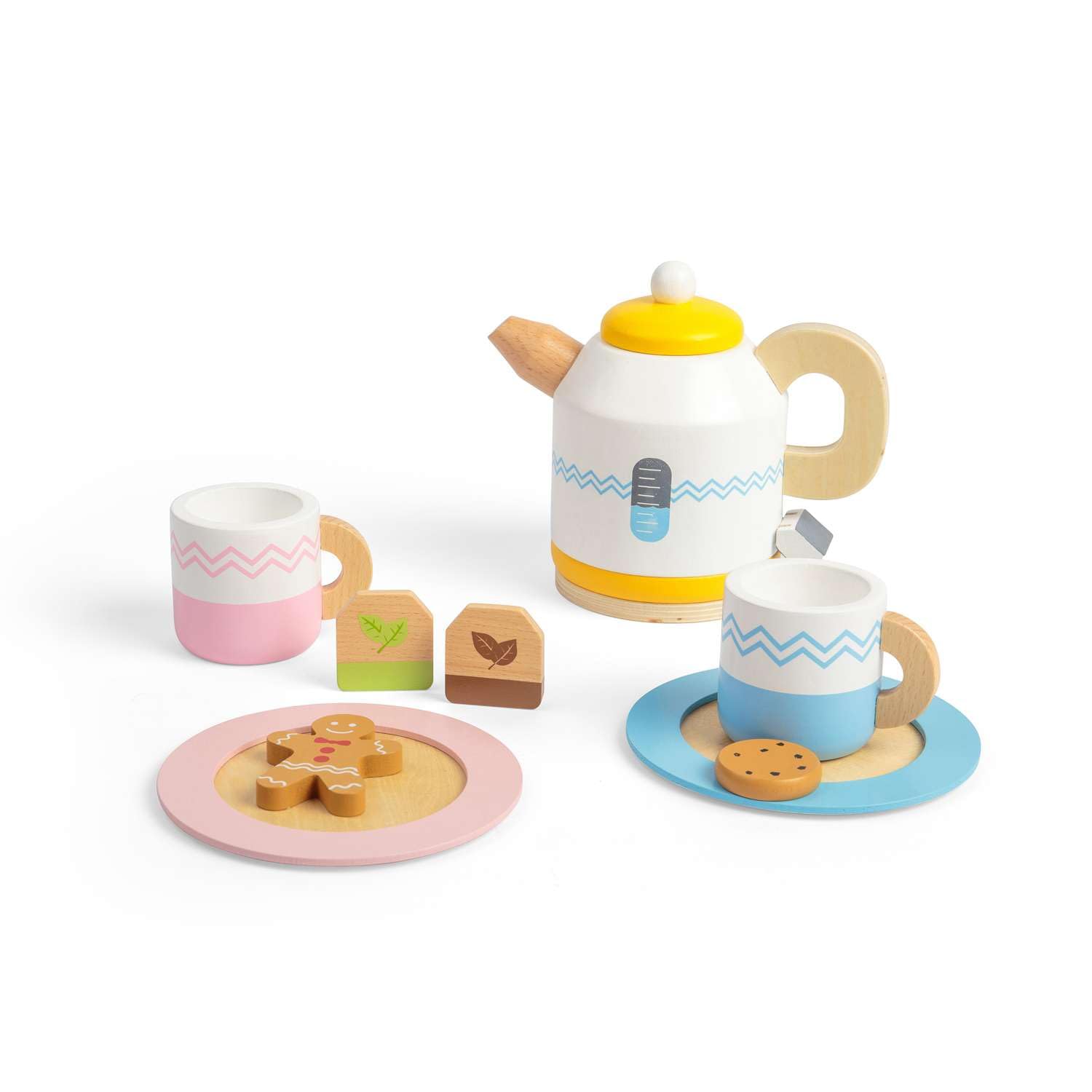 Bigjigs Toys Wooden Tea Set For Two - 10 Piece Children's Teatime Playset