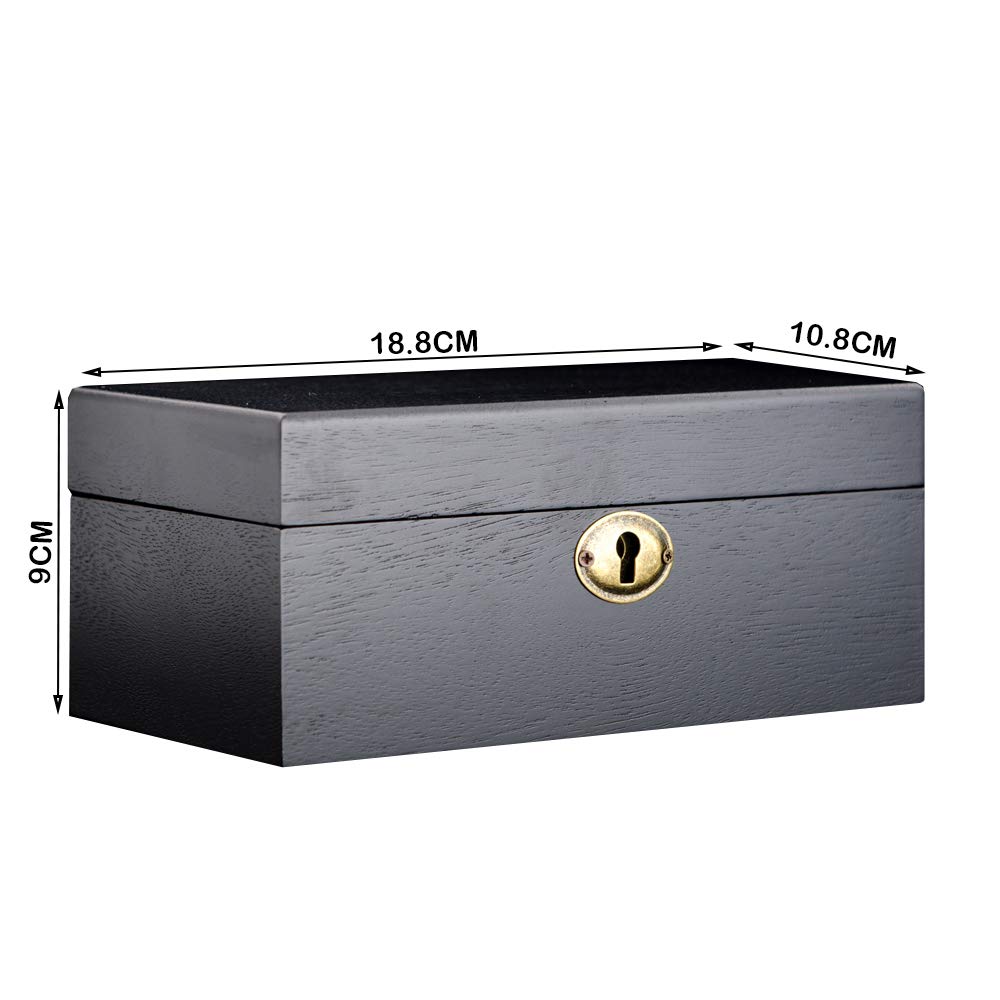 Caja de reloj de madera de 3 ranuras con parte superior de cristal Organizador de exhibición de joyería de madera Organizador de reloj Pulsera Bandeja Organizador de vitrina para hombres y mujeres