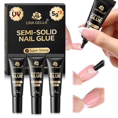 Image of UNA GELLA Nail Glue for Press Ons 3 Pack 5g Super Strong No U V