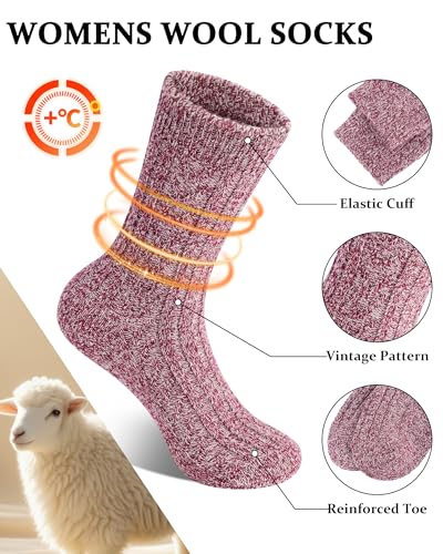 Image of Loritta Wool Socks for Women, Winter Warm Hiking Boot Socks Gifts