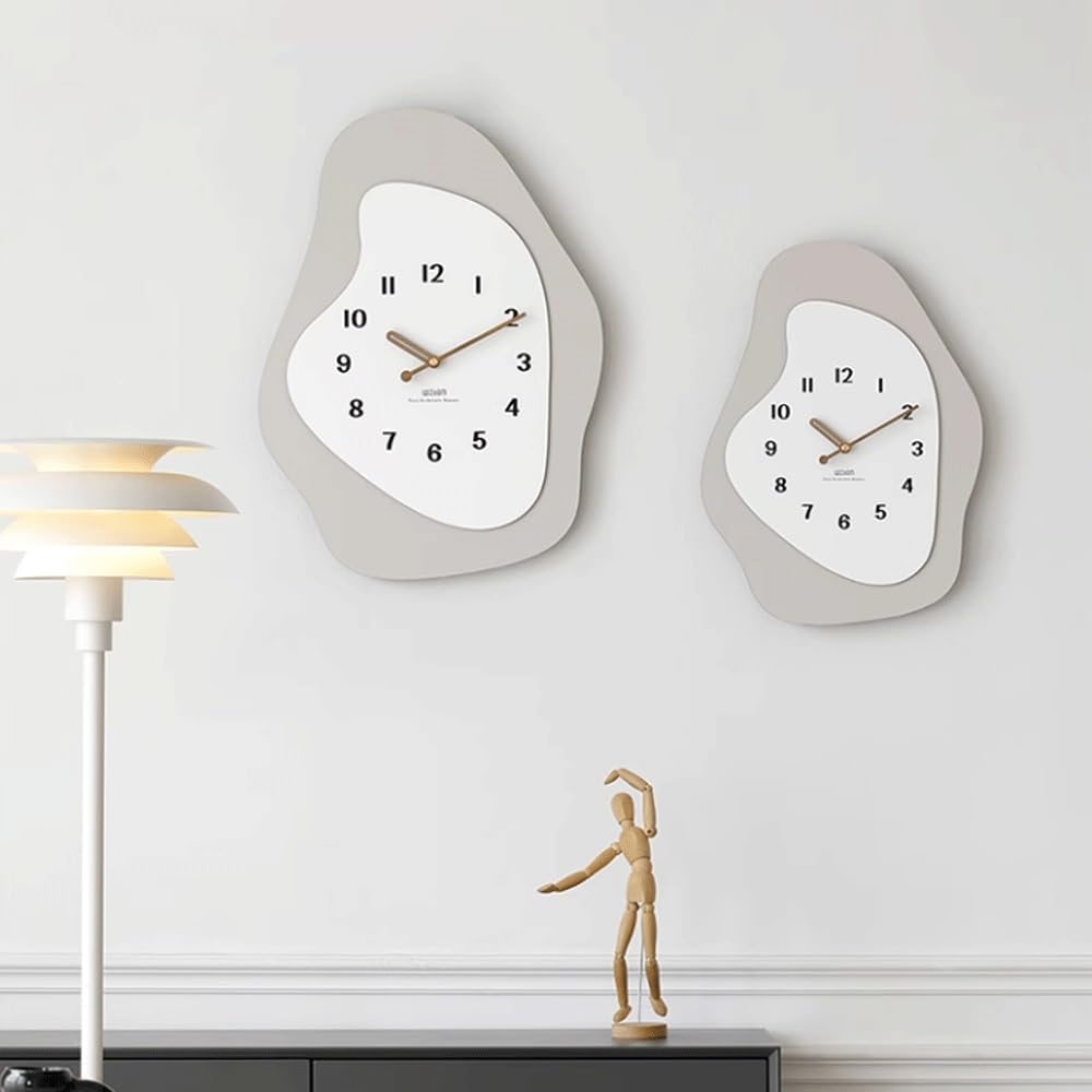 Reloj Cocina Reloj de Pared Simple Madera Doble Cara for Uso doméstico(Grey,Pequeño)