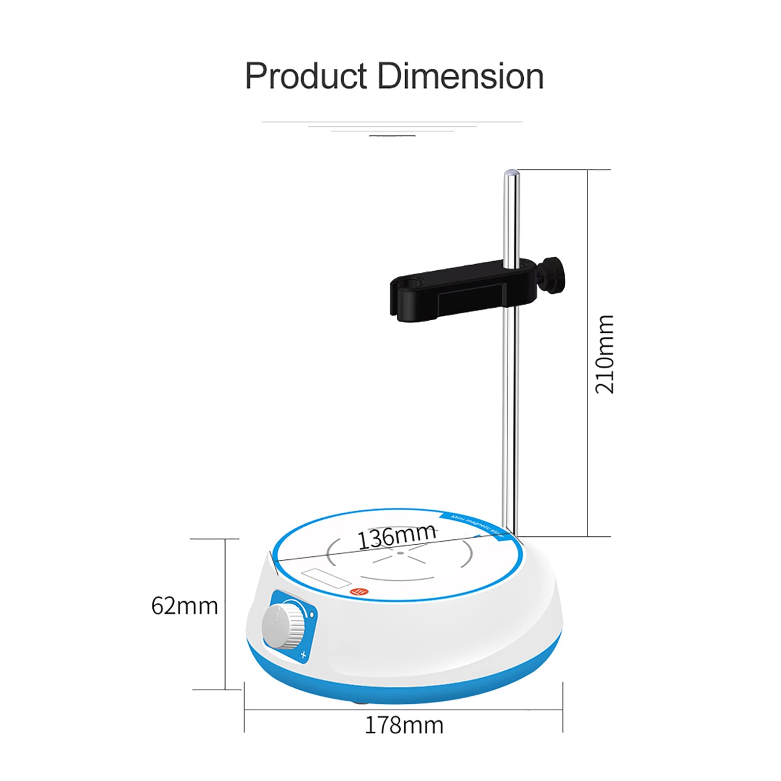 McbeAn Mini Agitador Magnético, Mezclador De Laboratorio con Pantalla Digital con Funciones De Calefacción Y Sincronización, Regulación De Velocidad Continua De 0-2400 RPM, Motor Sin Escobillas