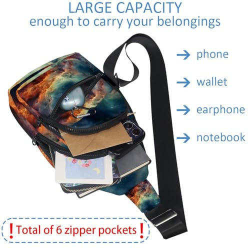 Bolso cruzado Stars Nebula con correa ajustable para hombre y mujer en deportes o viajes 5