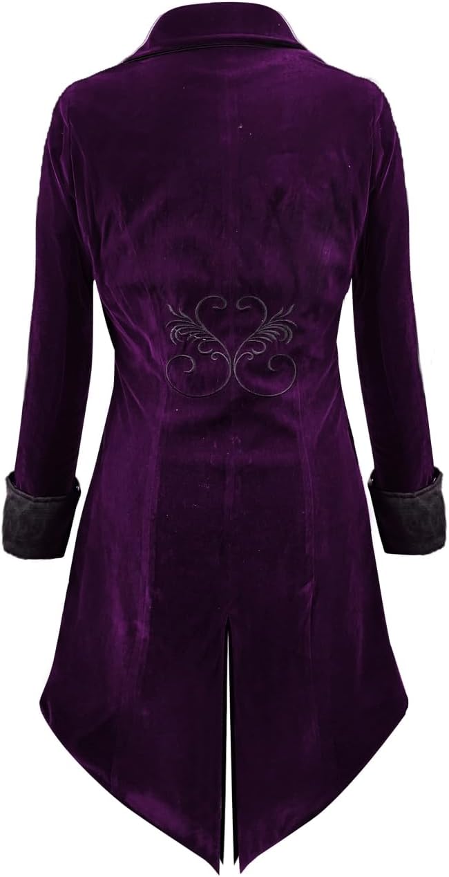 Crubelon Mens Steampunk Tailcoat Jacket Gothic Medieval Victorian Frock Coat - Image 2