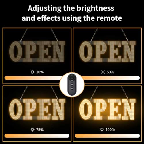 Image of 30 inchx10 inch Large LED Open Sign for Business - Unique Design super Bright Open Signs With chain - High Visibility for Stores, Bar, Hotel, Retail Shops,Window, Salon, Restaurant, Office (Warm White, 30*10inch)