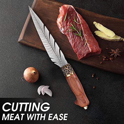 Golden Bird Boning Knife Viking Knife - Carving Knives Hand Forged Meat Trimming Butcher, Sharp Feather Knife For Meat Cutting High Carbon Steel Cleaver With Sheath For Father, Gift #TOP1