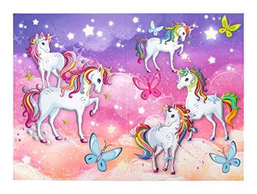 Image of HERMA 19738 Unicorn Waste Paper Bin 15 Litre Foldable Sturdy Cardboard Slim Trash Bin for Girls Boys Rectangular Waste Paper Bin for Nursery Bedroom Study Office