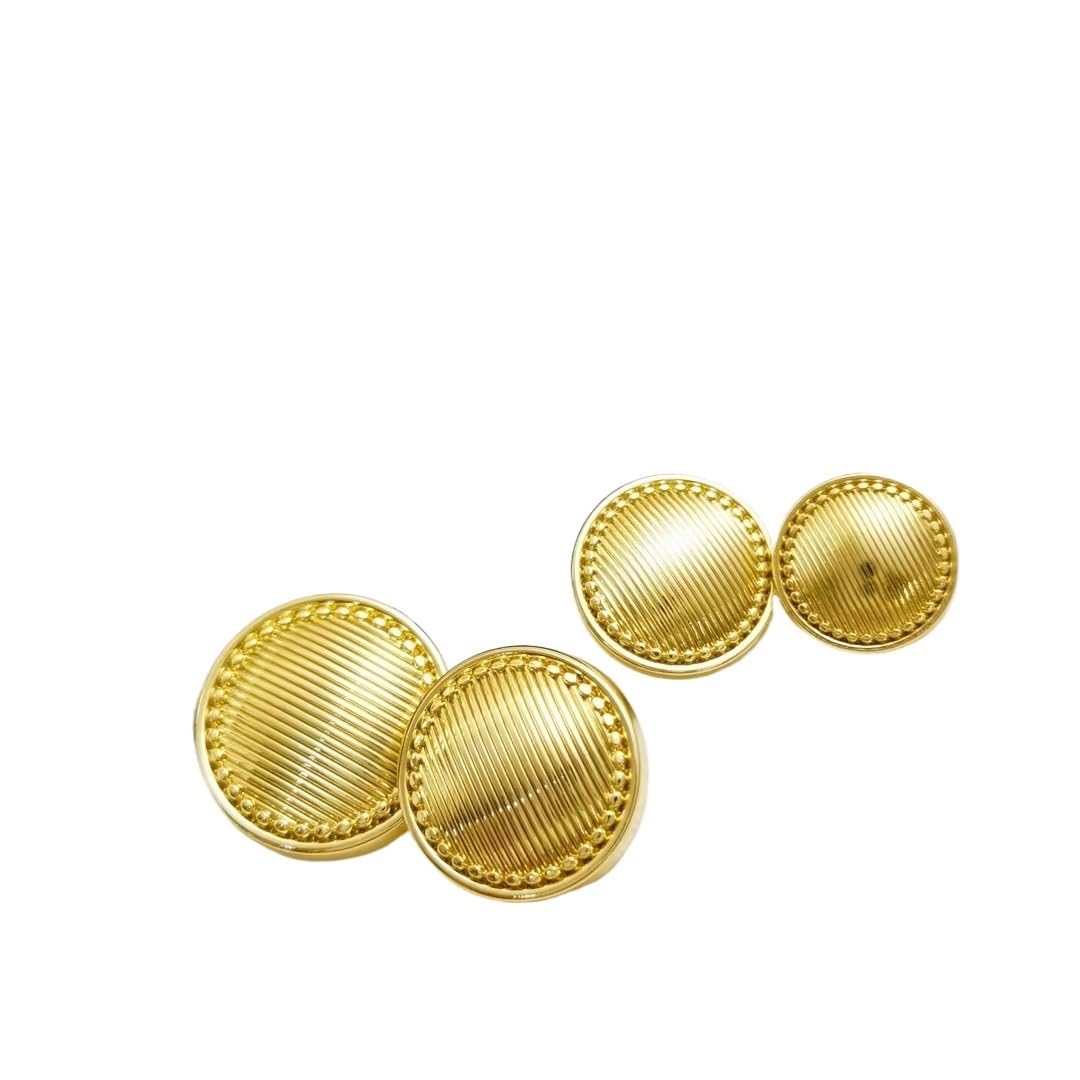 SkyjOy Button 10 Pcs 15mm 18mm 20mm 23mm Classic Round Metal Button Sewing Gold Silver Shank Buttons For Women Men Clothing Buttons(Gold,20mm)