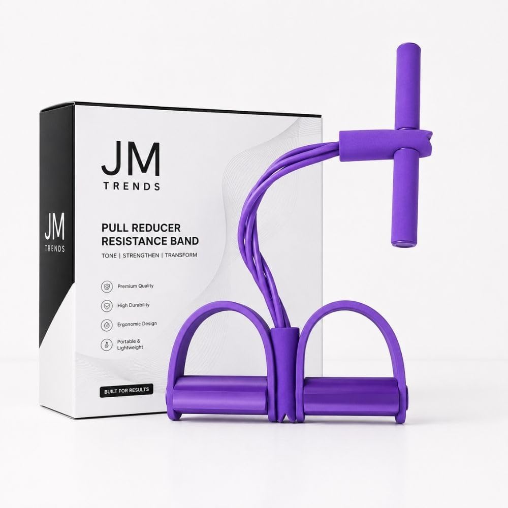 JM Trends Pull Reducer Yoga Pedal Puller Resistance Bands-4 Tummy Training Bands Exercise, Body Building Training Band Men and Women-image-1