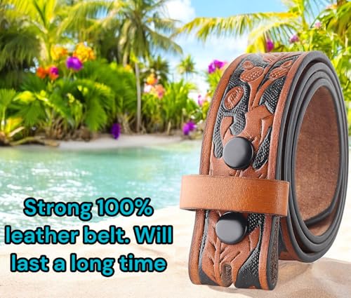 Image of F&L CLASSIC Western Belt without buckle for men - Full Grain Leather Cowboy Belts for jeans - One Piece Leather strap belt