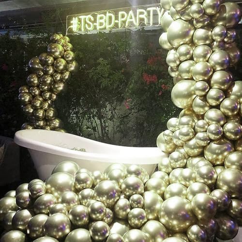 Image of PartyWoo Metallic Gold Balloons 50pcs Chrome Gold Color 12 Inch | Balloons for Birthday Graduation Baby Shower Anniversary Wedding Bachelorette Christmas New Year Party Decorations Gold-G128