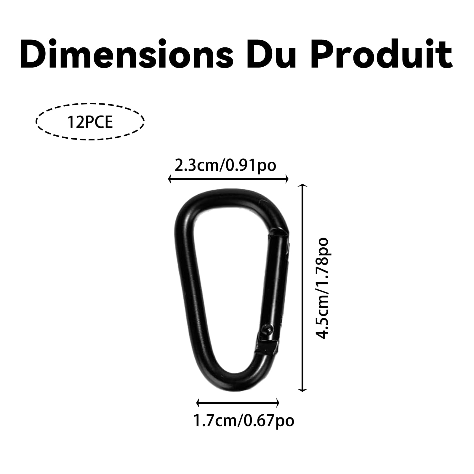 Mousquetons Aluminium D Noir Lot de 12 Mini Mousqueton Porte Clé pour Sac à Dos Randonnée Camping Organisation du Matériel et Accroche Accessoires