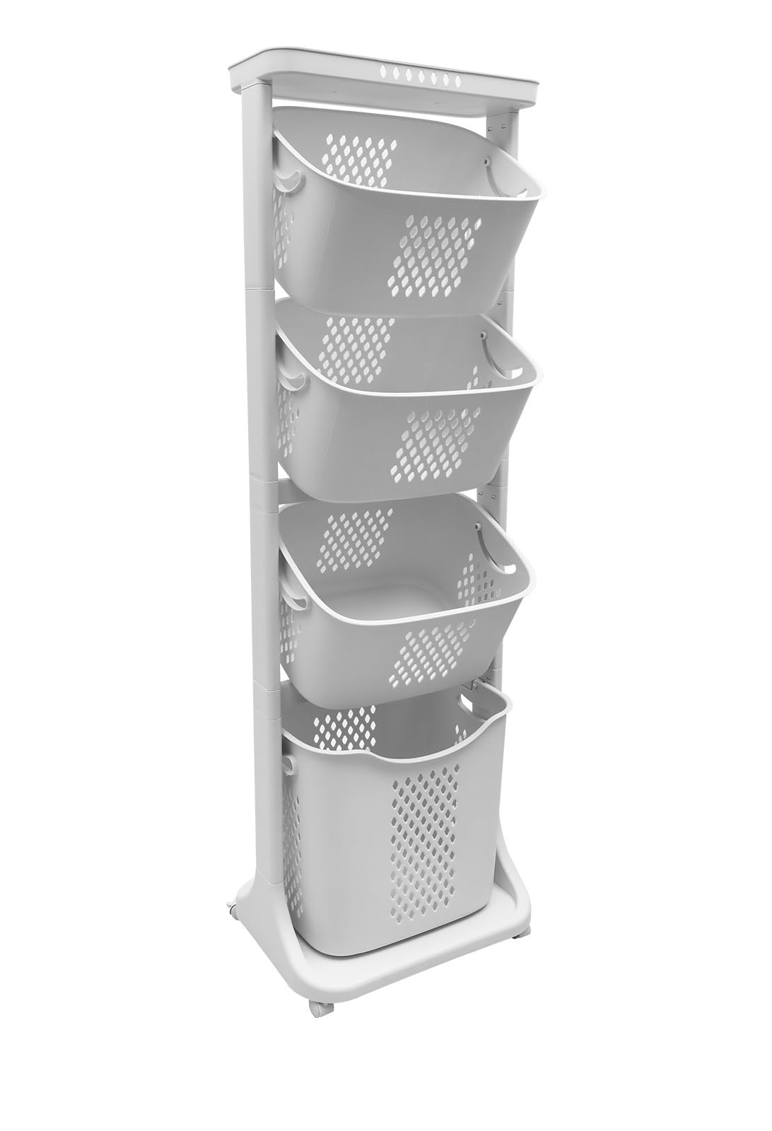 Laundry Basket On Wheels 4/2 Tier Clothes Basket Cart Removable Bathroom Storage Rack Multi-Layer Rolling Plastic Laundry Hamper Household With Wheels(4Tier)