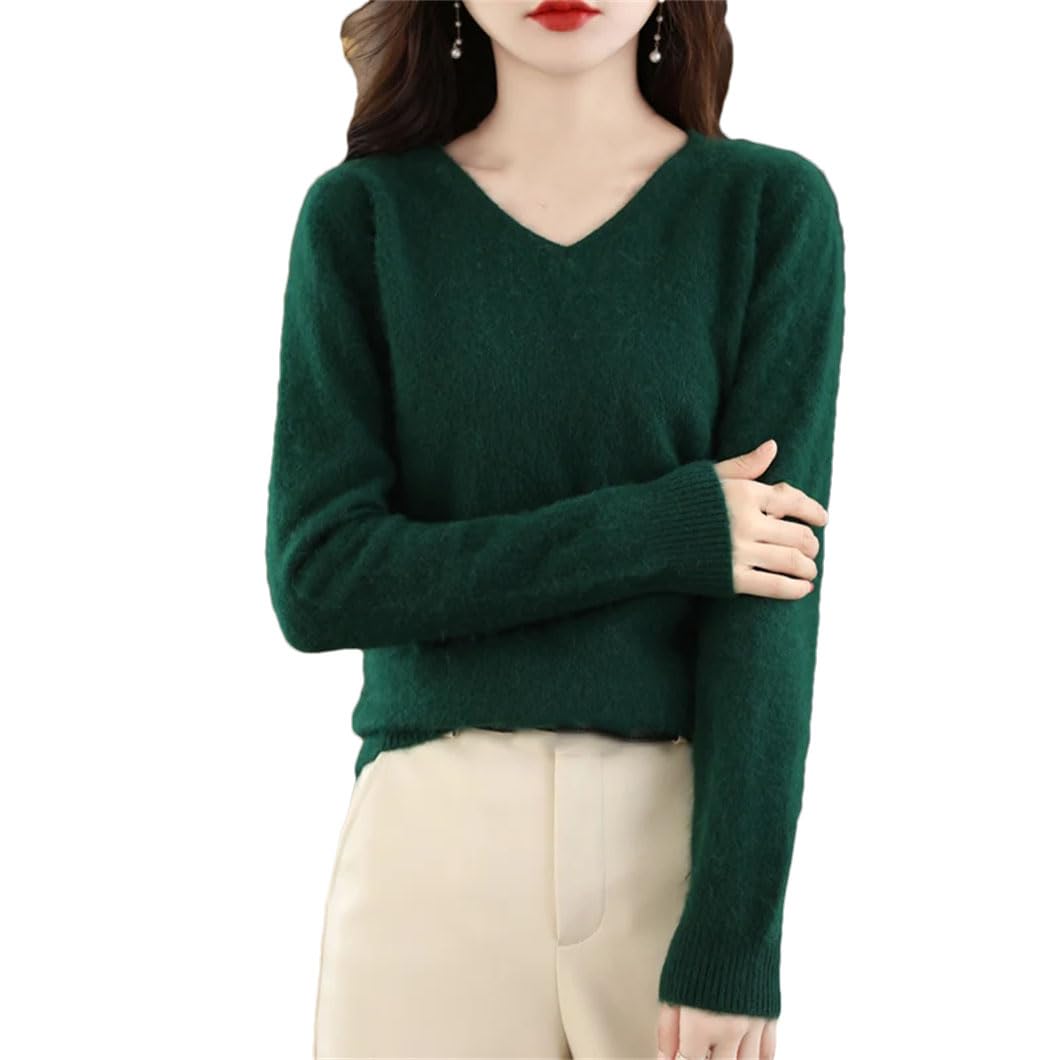 DBFBDTU Damen Kaschmir Pullover V-Ausschnitt Pullover Strickoberteile Langarm Weich Pullover Sweater Pulli