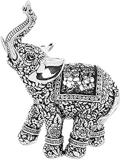 Silver Elephant Statue - Beautifully Detailed Elephant Ornament (20241)