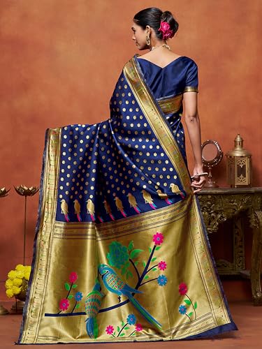 Image of EthnicJunction Women's Silk Blend Woven Paithani saree With Blouse Piece | Wedding Saree | Heavy Saree