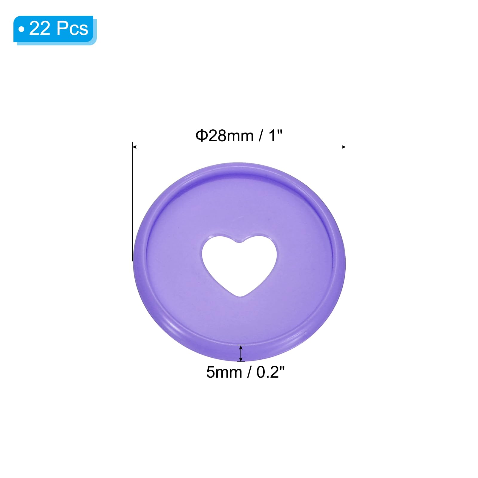 PATIKIL 35mm 1" Purple Plastic Round Heart Shape Book Binding Discs - Image 2