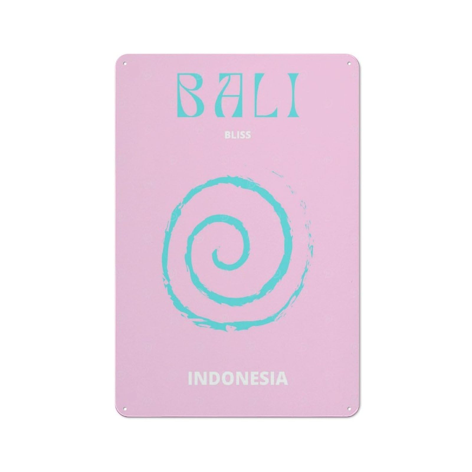 Junmoney Style-13 Bali Bliss Travel Printed Metal Sign 30X20cm For Garage Wall, For Collectors Of Vintage Metal Wall Decor