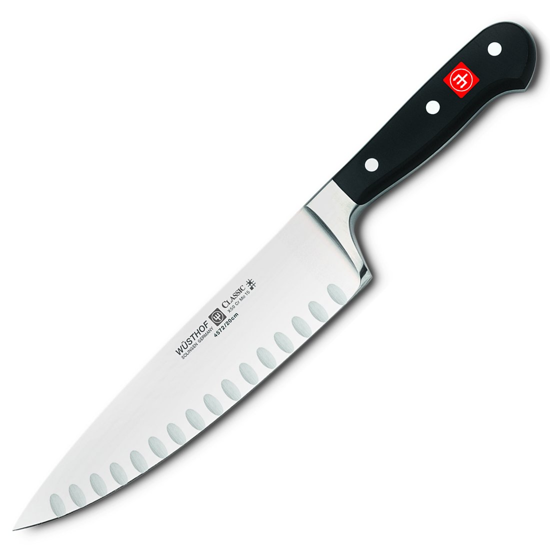 Wusthof Classic Cook's Knife, 8-Inch Hollow Ground Blade, Black