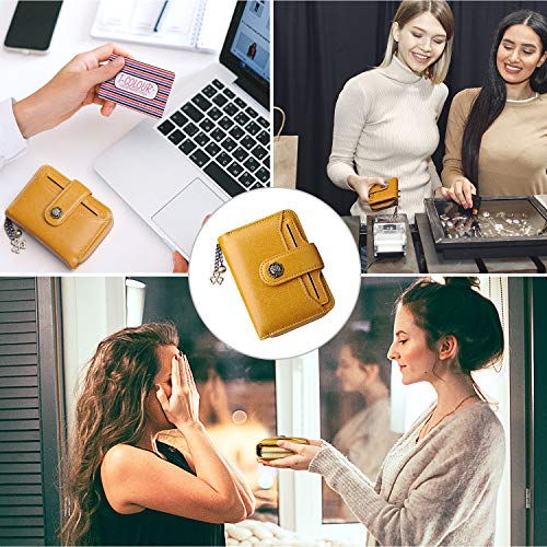 S-ZONE Damen Kurze Geldbörse RFID Schutz Geöltes Wachs Echtes Leder Clutch Kartenhalter Organizer Geldbeutel Kleine Portmonee 18 Kartenfächer Kartenhülle mit ID Fenster - Image 8