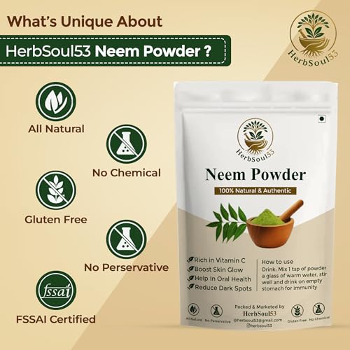 Image of Organic Neem Leaf Powder For Face Pack 250gm - Pure Azadirachta Indica Churna for Acne, Pimples, Oil Control & Glowing Skin | Supports Hair Growth, Dandruff & Scalp Health | Chemical Free