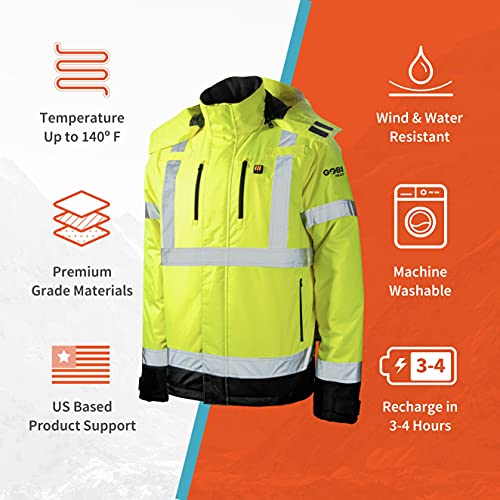 Flash Men's Heated Hi-Vis Jacket Redesigned - 10 Hours of Heat | ANSI Class III | with Battery & Charging Cable4