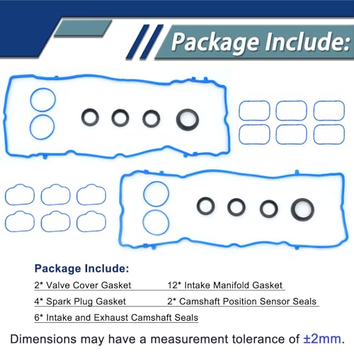 Image of 3.6L Valve Cover Intake Manifold Gasket Set Compatible with Jeep Dodge Chrysler 200 300 Wrangler Cherokee Journey Challenger Charger Durango Ram 1500 ProMaster 3.6 V6 2011-2020 VS50805R 5184596AE