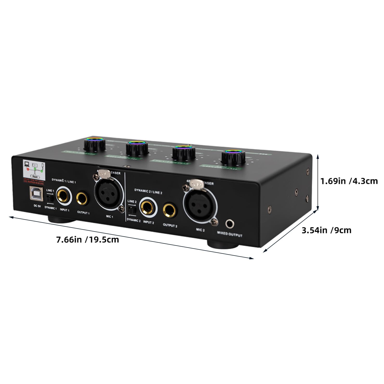 UPKOCH Amplificador de Reverberación Rutas para Voz Mezclador de Micrófono y Línea para Karaoke Casa Grabación Podcast y Salida de Línea Altavoz