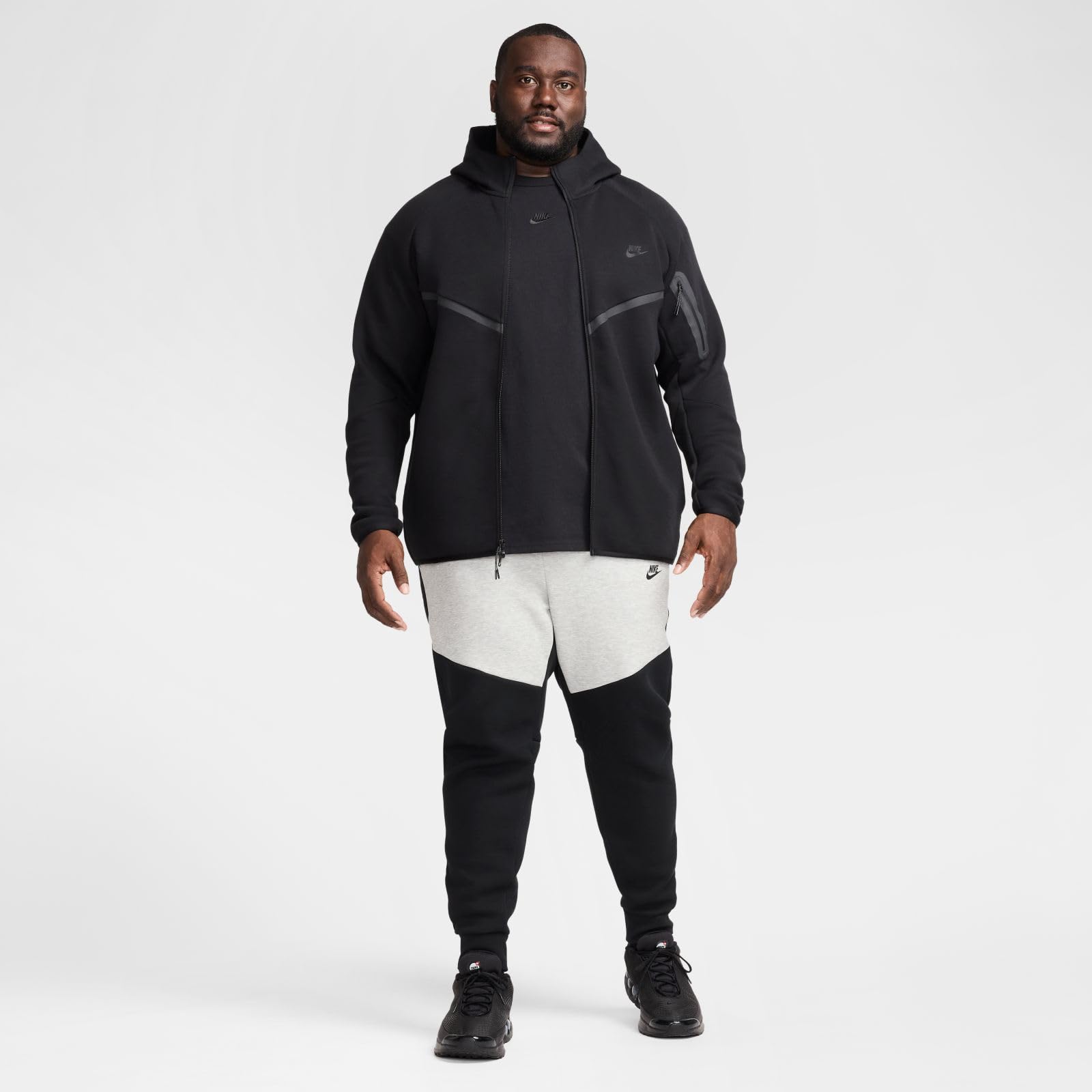 Nike Tech - Pantaloni da Jogging da Uomo in Pile (HV0959-011, Nero/Grigio Scuro mélange/Nero)