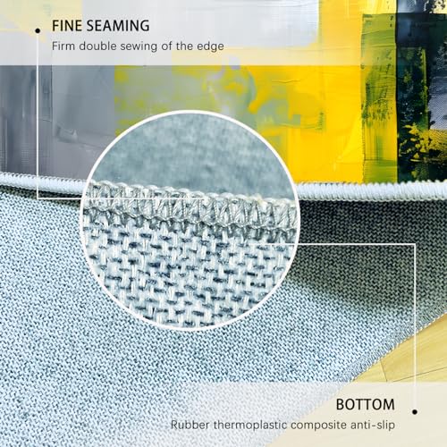Tapis rétro abstrait scandinave jaune 120x180cm décor de sol