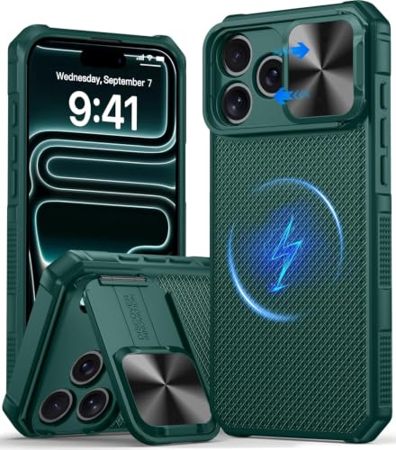 Image of for 18 Pro Max Case with Slide Camera Cover, Fit for Magsafe Green