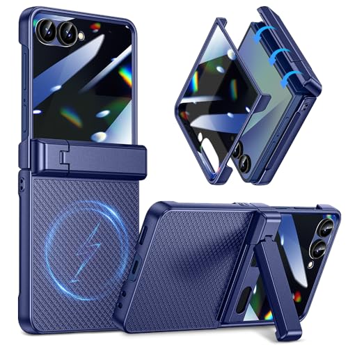 Goton Magnetic for Samsung Galaxy Z Flip 7 Case with Hidden Kickstand Blue