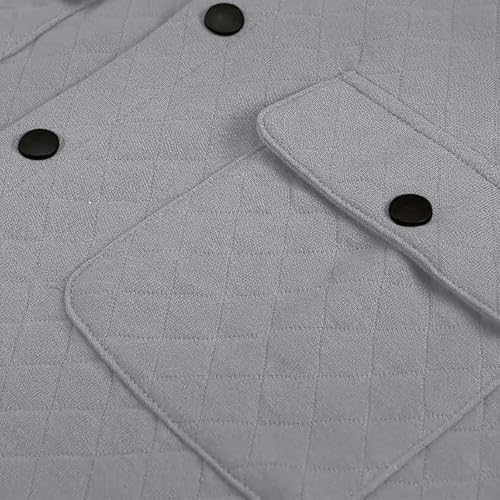 Mens Quilted Shirt Jacket Lightweight Long Sleeve Snap Button Shacket Warm Fall Winter Coat with Pockets3