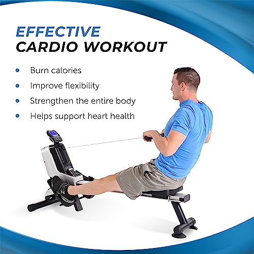 Image of Stamina Magnetic Rower - Rower Machine with Smart Workout App - Rowing Machine with Magnetic Resistance for Home Gym Fitness - Up to 250 lbs Weight Capacity