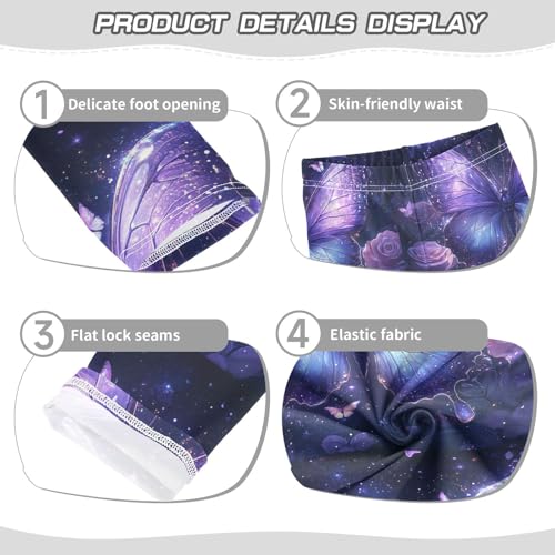 Butterfly Roses Stars Glitter Girls Leggings Kids Yoga Pants Dance Active Tights 4T3