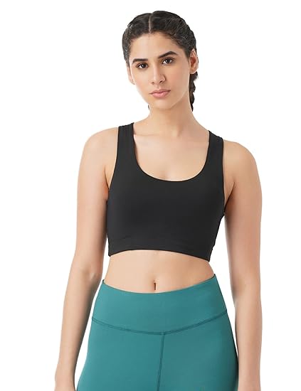 Women's Full Coverage Racer Back Sports Bra -Light Padding, Removable Pads, Wire-Free, Anti-Odor, UV Protection, Soft Seams