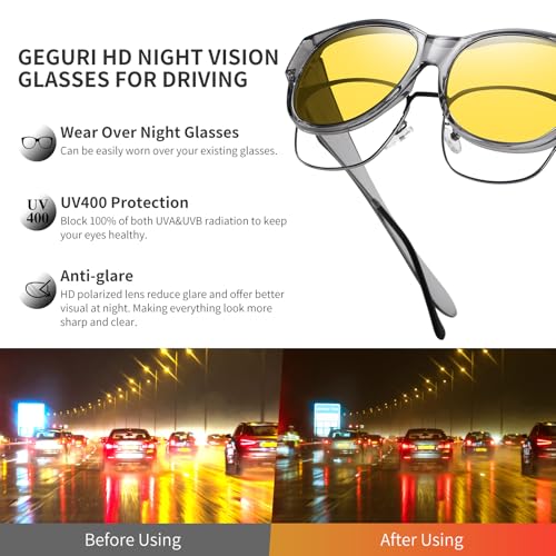 Image of GEGURI Polarized Sunglasses Fit Over Glasses for Men Women, Oversized Square Sun Glasses UV400 Protection Shades