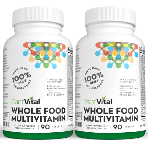 Plantvital Whole Food Multivitamin - Multivitamins with 42 Superfoods Raw Veggies and Fruits...