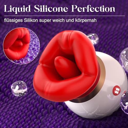 3 IN 1 Mund-Vibrator mit 360° Rotierende Zunge & Saugfunktion-Klitoris Vibration für Frauen mit APP Steuerung AI-Chat, Soft Lips Realistische Zungensimulation Sex Spielzeug für die Frau Paare Sex Toys
