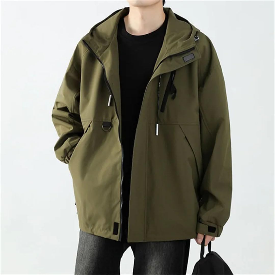 Mens Hooded Er Mens Cargo Jackets Solid Color Loose Outerwear