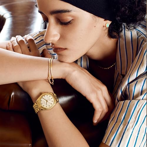 Image of PASCAL Timeless Classic Diamond Watch for Women Men, Swiss Quartz | Lab-Grown Diamonds, Sapphire Crystal, Stainless Steel Strap, 10 ATM Waterproof, Luxury Watch Gift,Fits Wrist 6.5 inch-9.5 inch