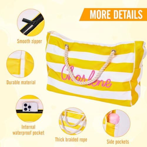 Bolso de playa personalizado con nombre bordado impermeable miniatura 4