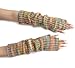 F Flammi Wool Blend Fingerless Gloves for Women, Long Arm Warmers with Thumb Hole, Texting Gloves for Cold Weather, Driving, Typing, Soft Knit Wrist Warmers, Goth Y2K Winter Fashion Green Striped