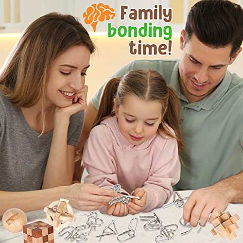 Brain Teasers Metal Puzzles For Kids & Adult 22Pack, Mind, Logic And Iq Game Test Toy For Teens, Disentanglement 3D Coil Cast Wire Chain Intelligence Toy For Party & Office, Puzzle Travel Games (Hard) #TOP5