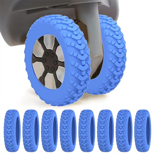 8 Pack Luggage Wheel Protector Covers for Travel Bags, Durable Silicone Suitcase Wheels Covers Fit for 5cm-7.5cm Wheels, Noise-Reducing, Anti-Slip Shock Proof Design (Blue)