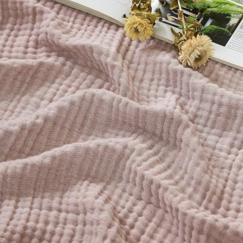 Image of EMME Muslin Cotton Blanket Adults Heather Dusty Pink Queen 90 inchx90 inch
